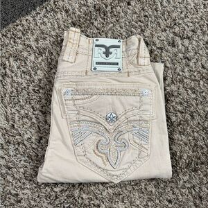 Rock Revival Buttercream Embroidered Jeans